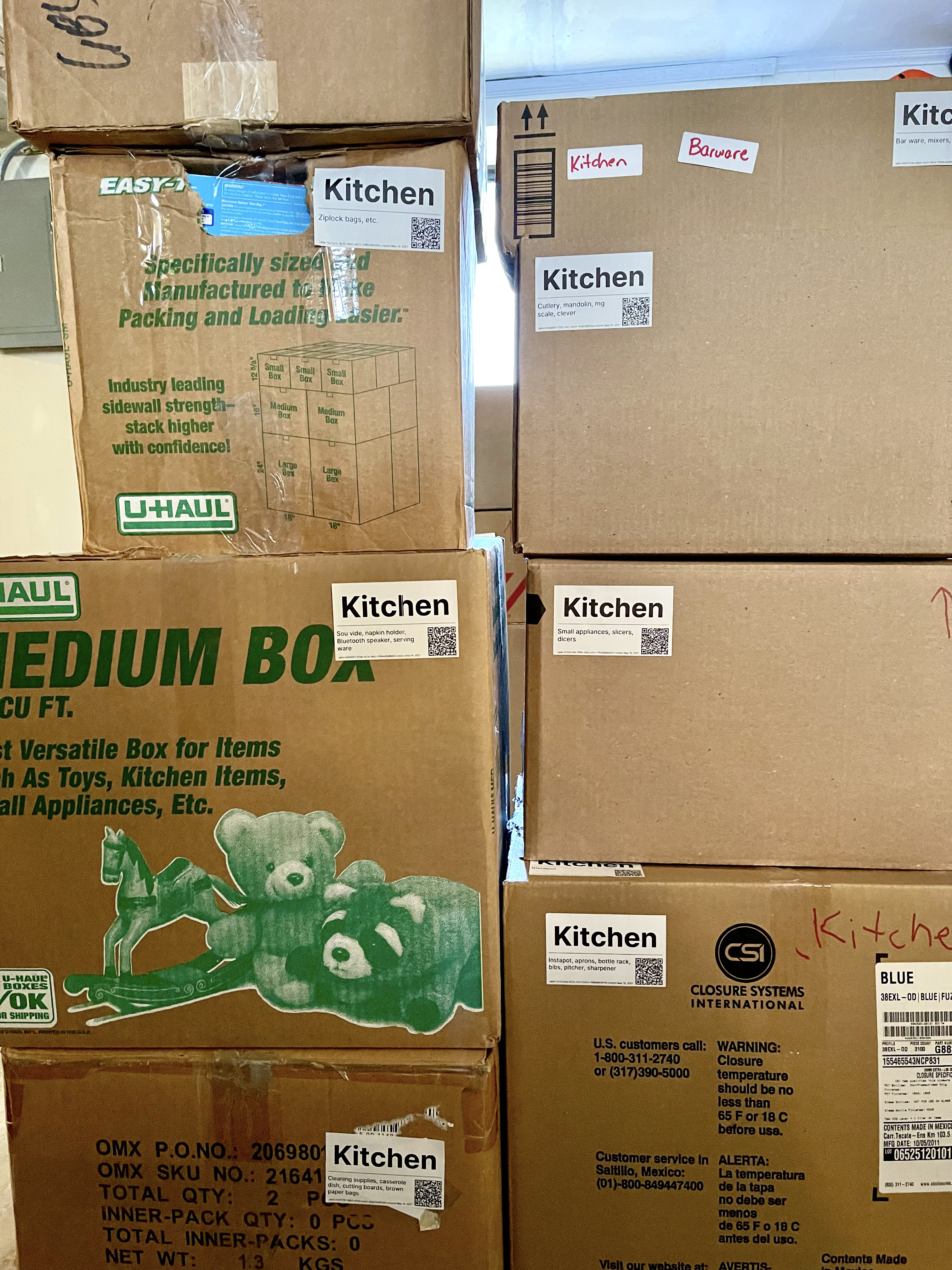 Labels printed on boxes